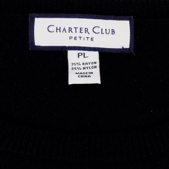 Charter Club Black Sparkling Stripes Embellished 3/4 Sleeve Sweater Womens LP - Picture 8 of 10